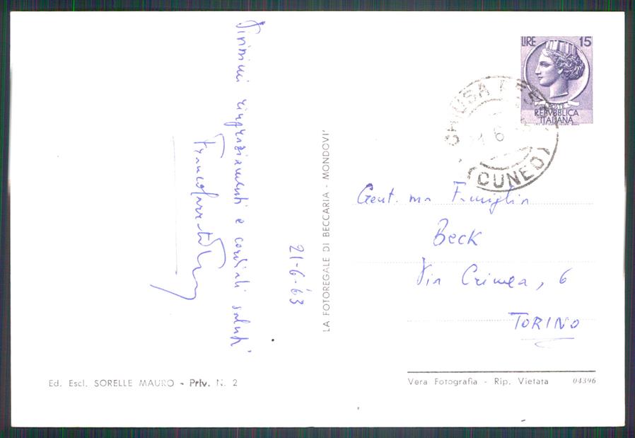 Cuneo Chiusa di Pesio Piano delle Gorre Foto FG cartolina MZ0274 – retro