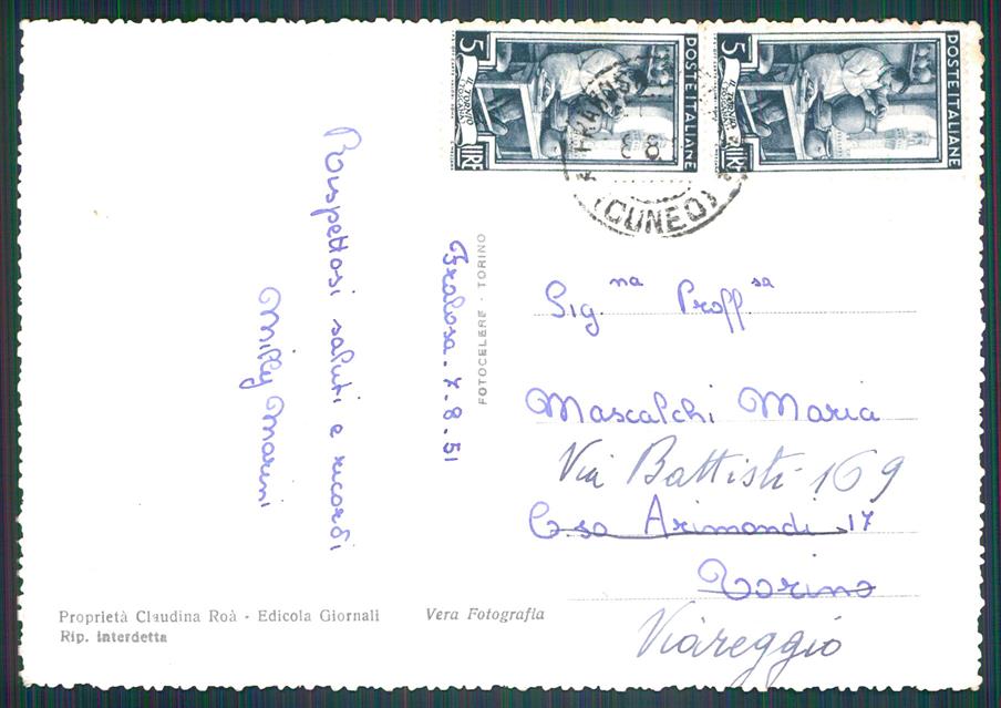 Cuneo Frabosa Sottana Foto FG cartolina MZ0299 – retro