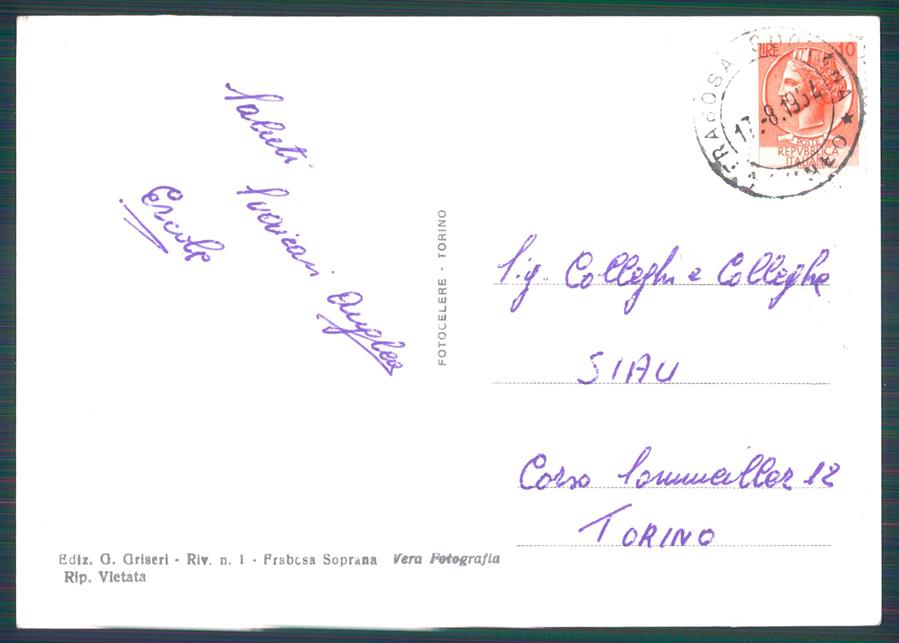 Cuneo Frabosa Sottana Monte Moro Foto FG cartolina MZ0300 – retro