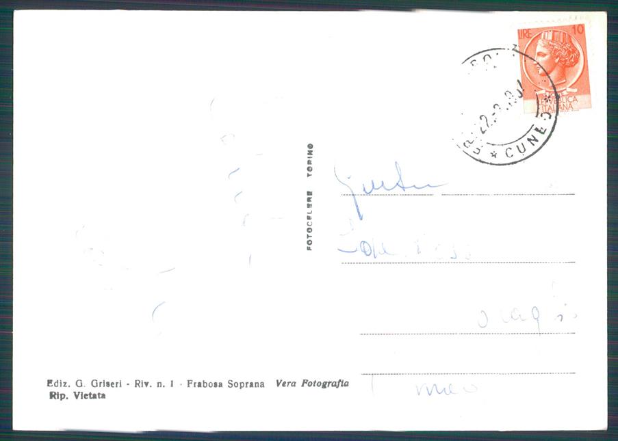 Cuneo Frabosa Sottana Nevicata Sci Seggiovia Foto FG cartolina MZ0308 – retro