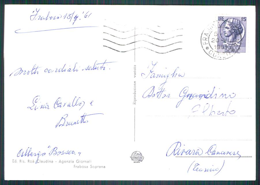 Cuneo Frabosa Sottana Stazione Seggiovia Monte Moro Foto FG cartolina MZ0310 – retro