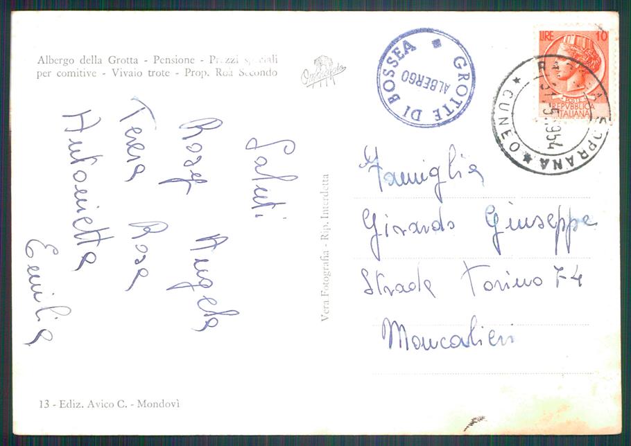 Cuneo Bossea Foto FG cartolina MZ0316 – retro