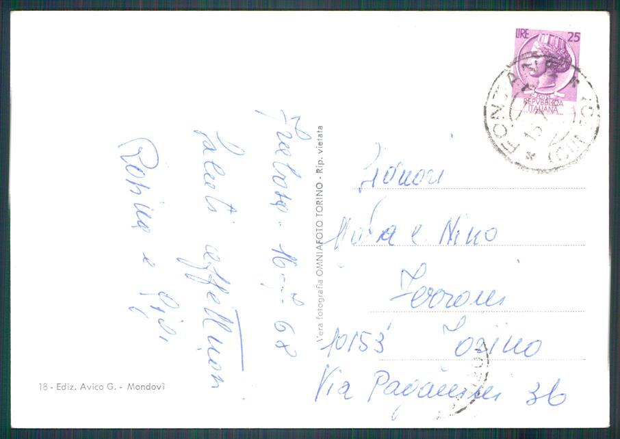 Cuneo Frabosa Sottana Grotte di Bossea Foto FG cartolina MZ0320 – retro