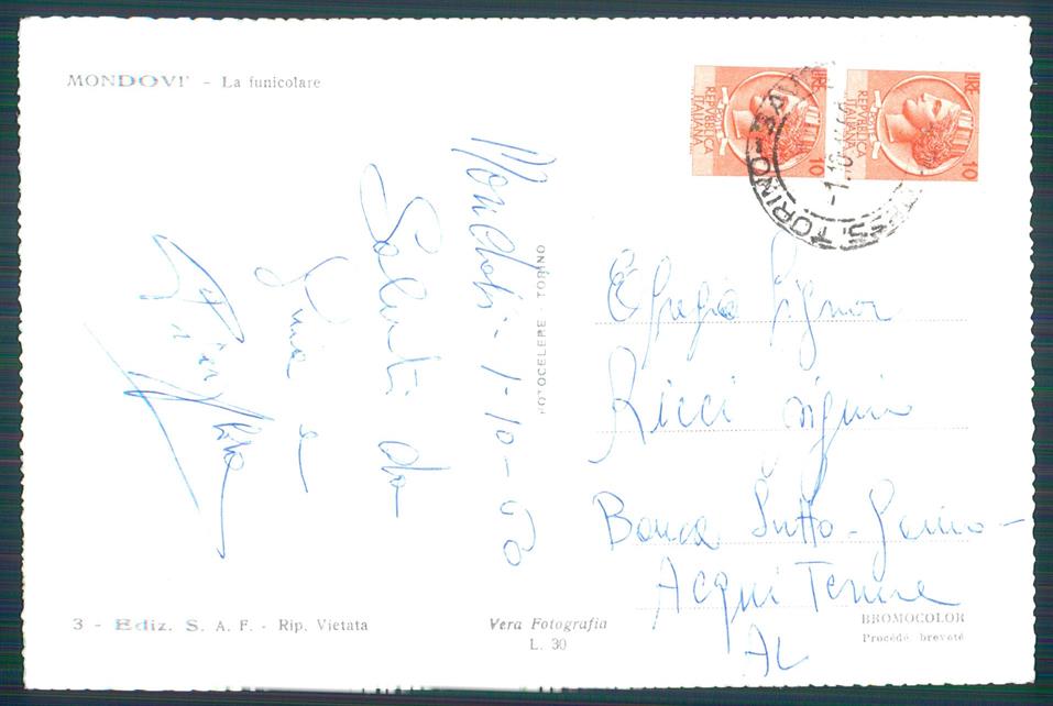 Cuneo Mondovì Funicolare Foto FG cartolina MZ0335 – retro