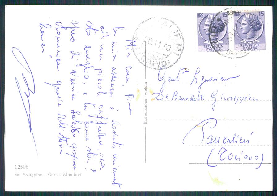 Cuneo Mondovì Funicolare Foto FG cartolina MZ0337 – retro