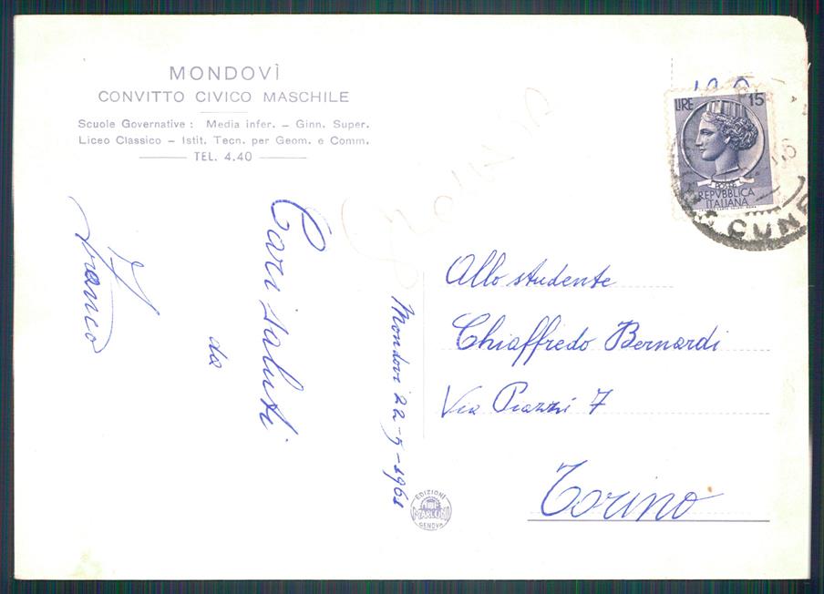 Cuneo Mondovì Campo Sportivo SCOLLATA FG cartolina MZ0343 – retro