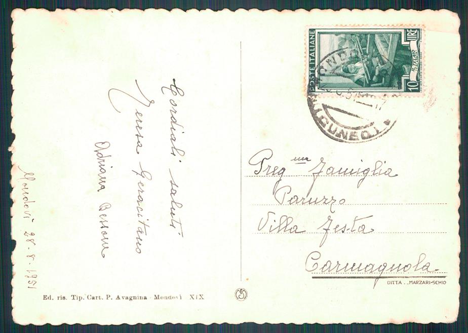 Cuneo Mondovì Auto FG cartolina MZ0344 – retro