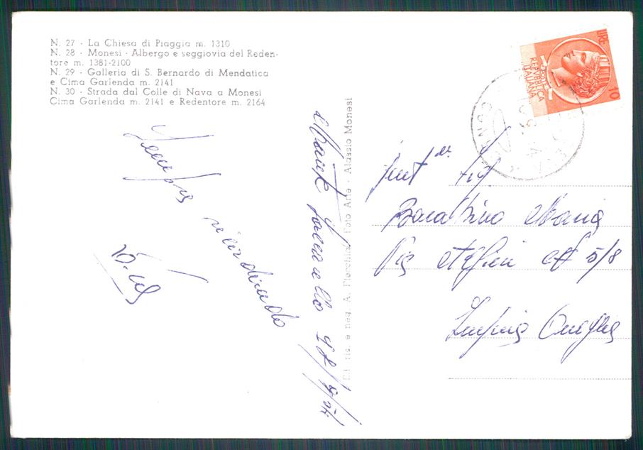 Imperia Pornassio Colle di Nava Nevicata Foto FG cartolina MZ0381 – retro