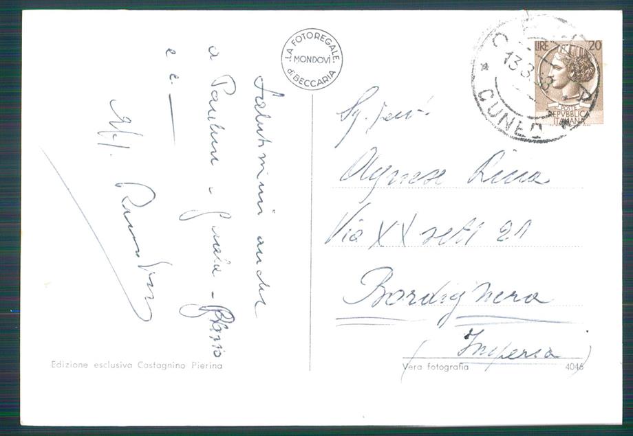 Cuneo Ormea Foto FG cartolina MZ0382 – retro