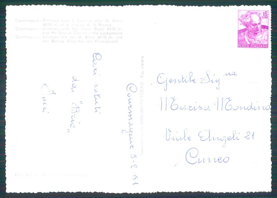 Aosta Courmayeur Entreves Ghiacciaio Brenva Foto FG cartolina MZ0388 – retro