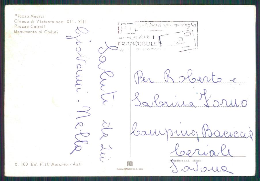 Asti città ABRASA FG cartolina MZ0433 – retro