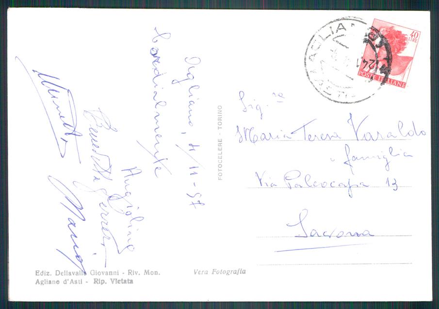 Asti Agliano di Foto FG cartolina MZ0436 – retro