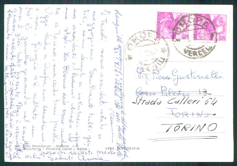 Vercelli Riva Valdobbia Balma PIEGA Foto FG cartolina MZ0447 – retro