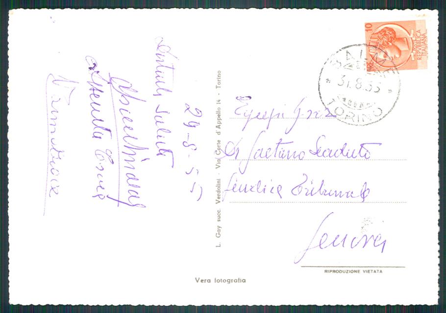 Torino Piano della Mussa Foto FG cartolina MZ0476 – retro