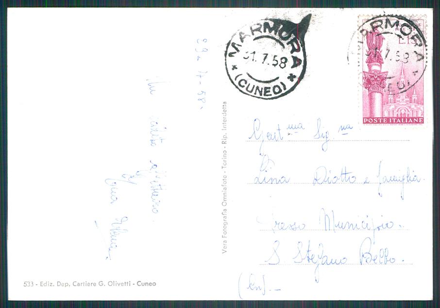 Cuneo Marmora Vernetti Foto FG cartolina MZ0508 – retro