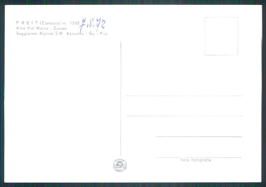 Cuneo Canosio Preit Foto FG cartolina MZ0510 – retro