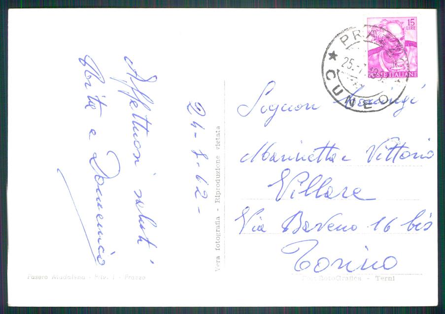 Cuneo Prazzo Foto FG cartolina MZ0519 – retro