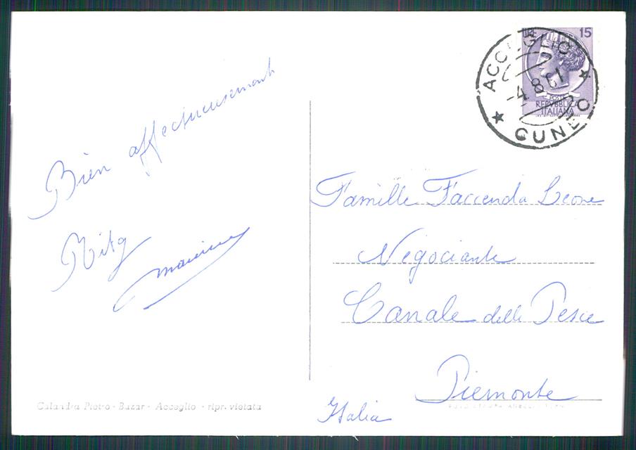 Cuneo Acceglio Saretto Foto FG cartolina MZ0548 – retro
