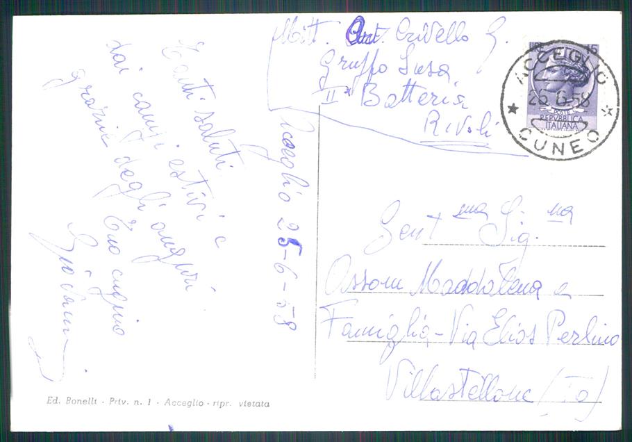 Cuneo Acceglio Saretto Lago di Foto FG cartolina MZ0553 – retro