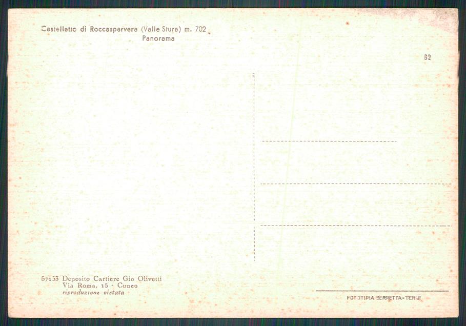Cuneo Roccosparvera Castelletto di FG cartolina MZ0570 – retro