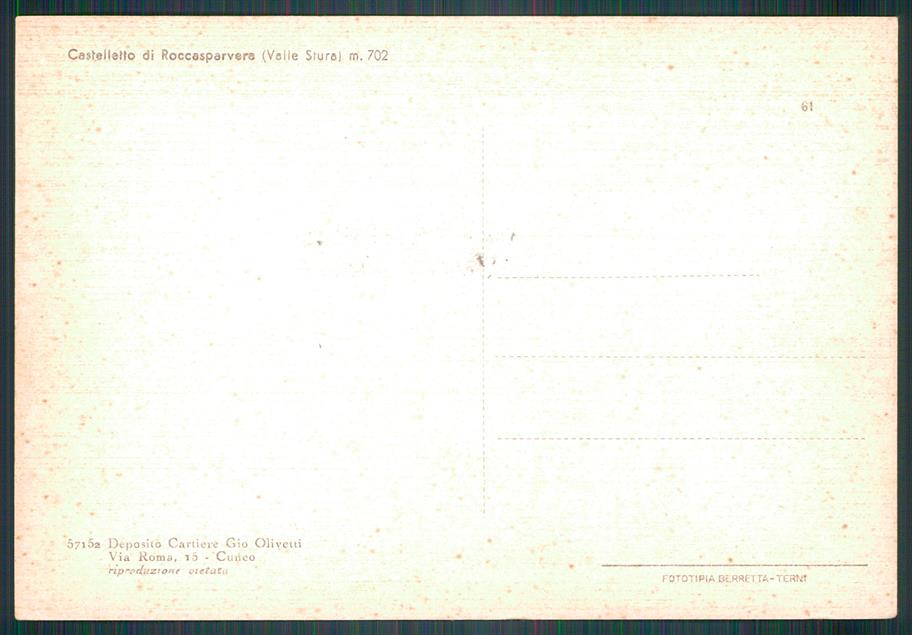 Cuneo Roccosparvera Castelletto di FG cartolina MZ0571 – retro
