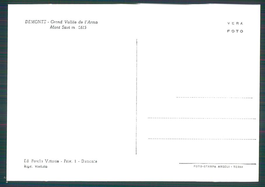 Cuneo Demonte Monte Savi PIEGA Foto FG cartolina MZ0596 – retro