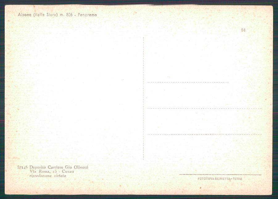 Cuneo Aisone FG cartolina MZ0599 – retro