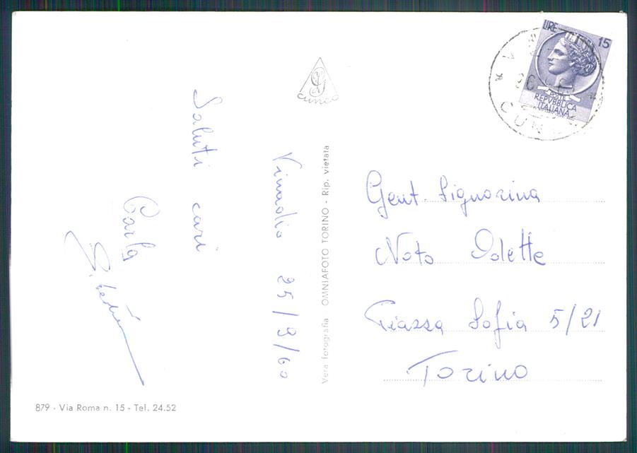 Cuneo Vinadio Foto FG cartolina MZ0601 – retro