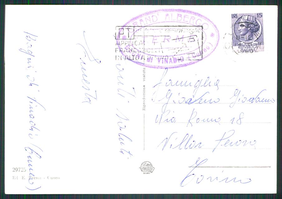 Cuneo Vinadio Bagni di Foto FG cartolina MZ0625 – retro