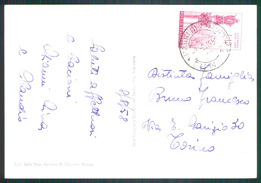 Cuneo Vinadio Bagni di Lago San Bernolfo Foto FG cartolina MZ0633 – retro