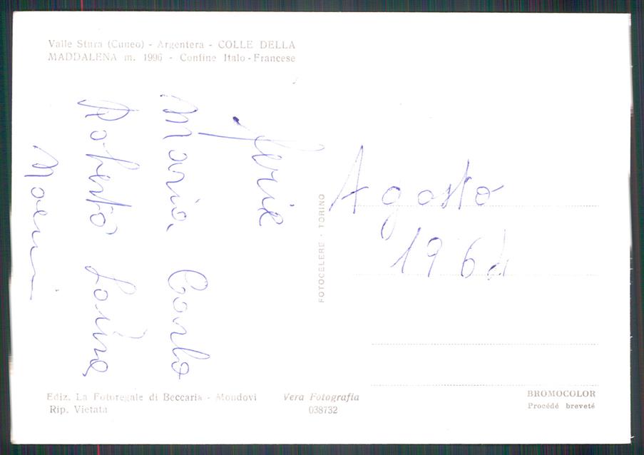 Cuneo Argentera Colle della Maddalena Auto Foto FG cartolina MZ0659 – retro