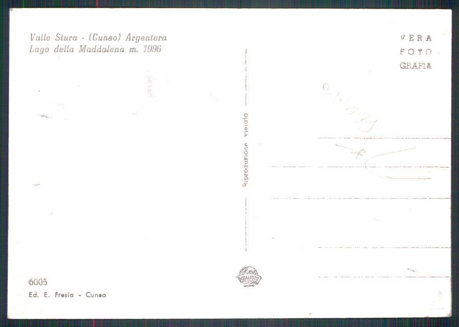 Cuneo Argentera Lago della Maddalena STRAPPO Foto FG cartolina MZ0665 – retro