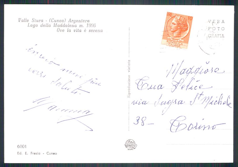 Cuneo Argentera Lago della Maddalena Foto FG cartolina MZ0666 – retro