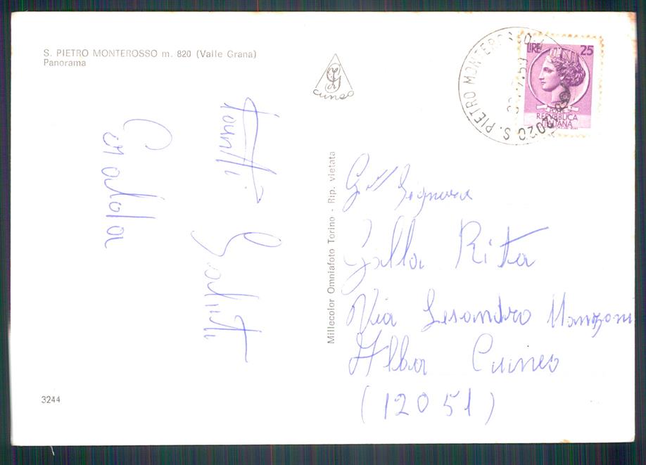 Cuneo Monterosso Grana Villa San Pietro Foto FG cartolina MZ0679 – retro