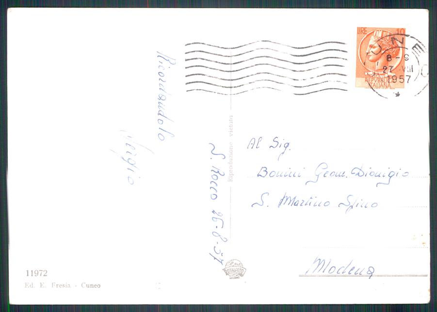 Cuneo città Saluti da Foto FG cartolina MZ0682 – retro