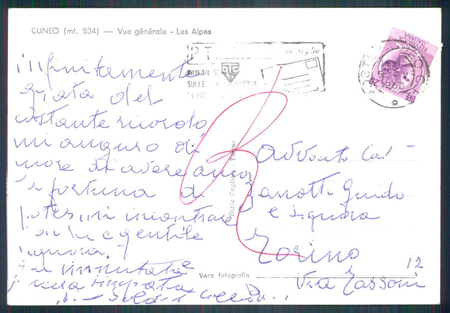 Cuneo città Saluti da Foto FG cartolina MZ0684 – retro