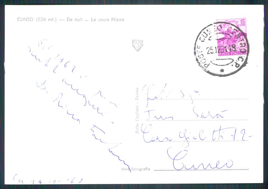 Cuneo città Corso Nizza Chiaro di Luna Auto Foto FG cartolina MZ0707 – retro