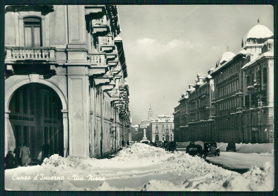 Cuneo città Corso Nizza Nevicata Auto Foto FG cartolina MZ0710 – fronte