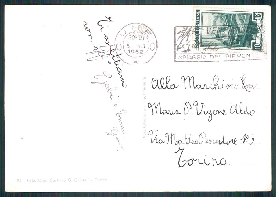 Cuneo città Stazione PIEGHINA Foto FG cartolina MZ0734 – retro