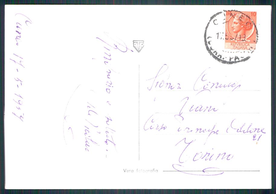 Cuneo città Chiaro di Luna Fontana Stazione Foto FG cartolina MZ0735 – retro