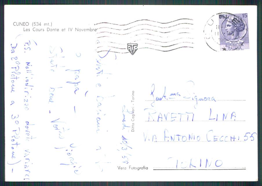 Cuneo città Corso Dante Foto FG cartolina MZ0768 – retro