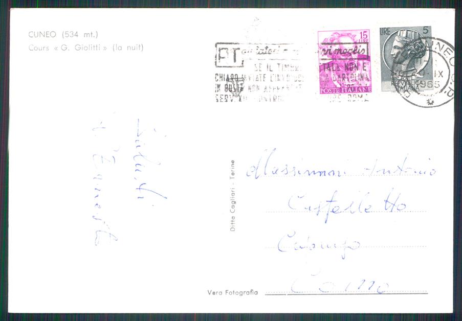 Cuneo città Corso Giolitti Auto Foto FG cartolina MZ0773 – retro