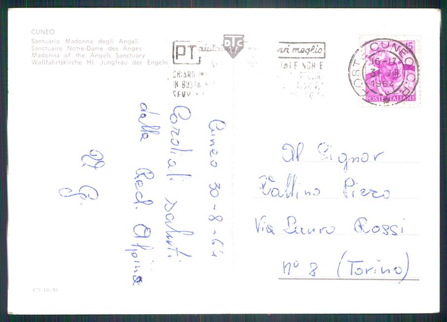 Cuneo città Santuario Madonna degli Angeli Foto FG cartolina MZ0786 – retro