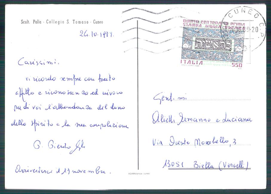 Cuneo città Collegio San Tomaso Foto FG cartolina MZ0794 – retro