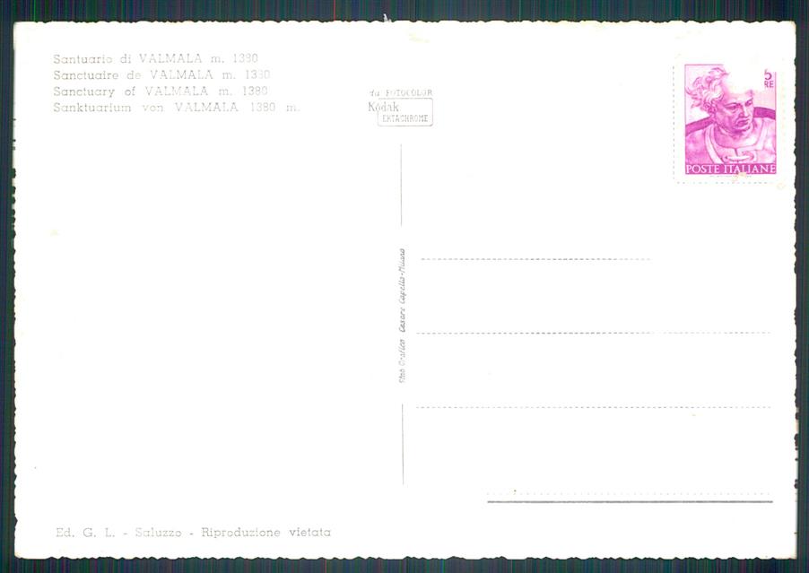 Cuneo Valmala Santuario di Foto FG cartolina MZ0831 – retro