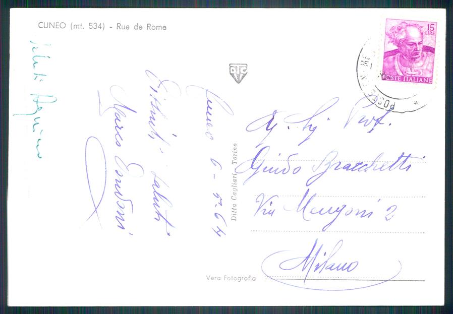 Cuneo città Via Roma Auto Foto FG cartolina MZ0834 – retro