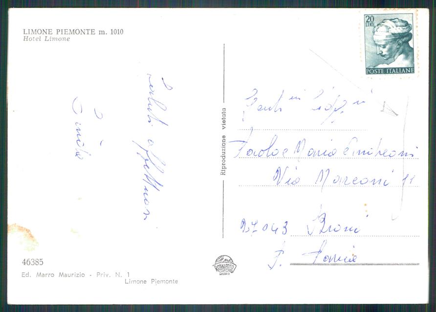 Cuneo Limone Piemonte PIEGATA Foto FG cartolina MZ0842 – retro