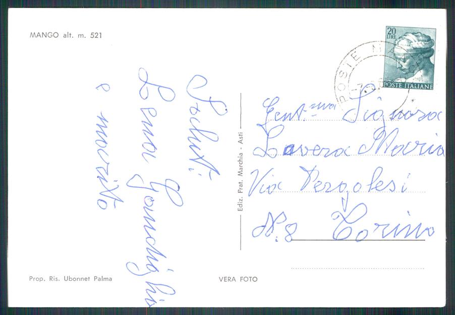 Cuneo Mango Foto FG cartolina MZ0872 – retro