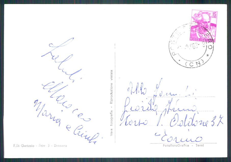 Cuneo Dronero Foto FG cartolina MZ0873 – retro