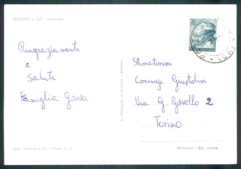 Cuneo Dronero Auto Foto FG cartolina MZ0883 – retro
